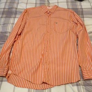 Medium Lacoste orange and white casual dress shirt